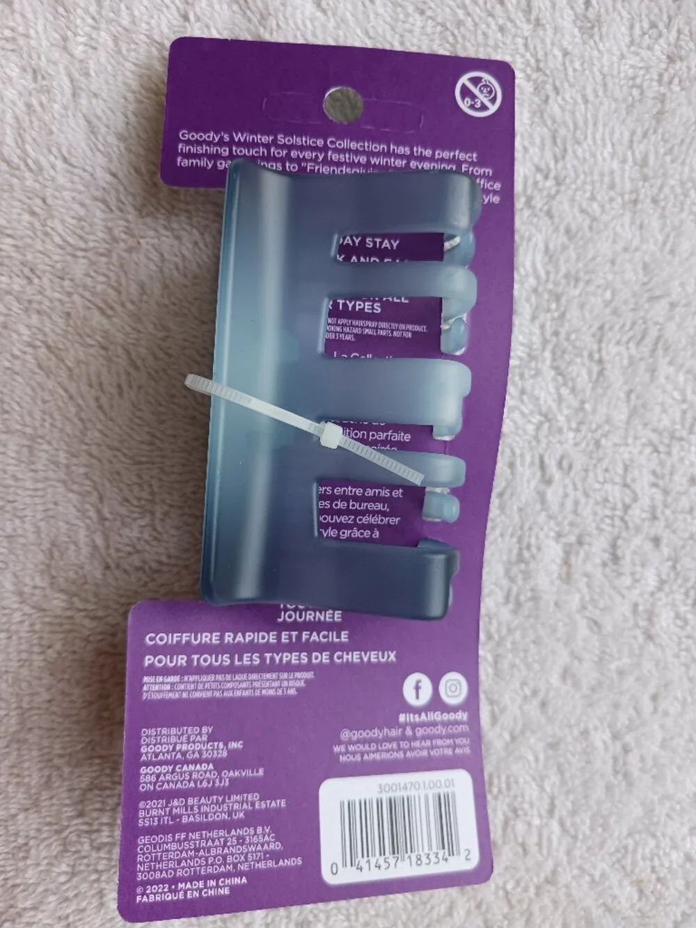 Goody Slideproof Large Claw Clip Hair Jaw Inner Teeth Frosted Winter Solstice